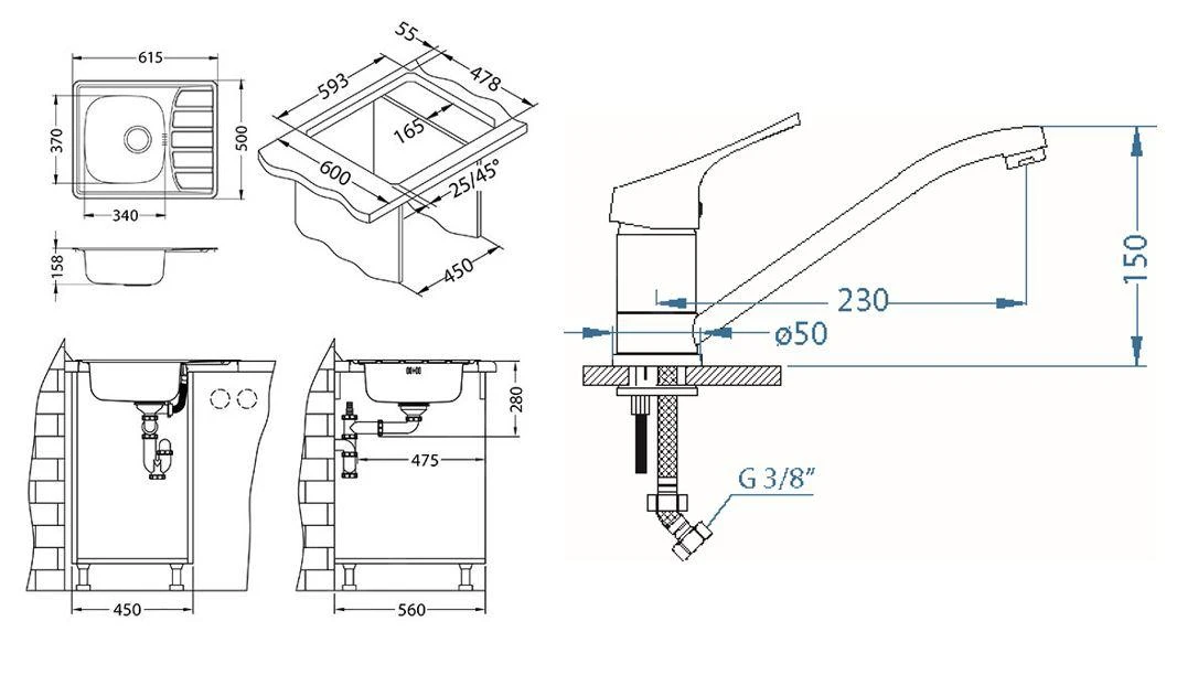Alveus Sets - Spüle-Set Zoom 10 Und Armatur Riviera + Geschenk, Chrom SETA265 2 Alveus Sets - Spüle-Set Zoom 10 Und Armatur Riviera + Geschenk, Chrom SETA265 – Bild 2