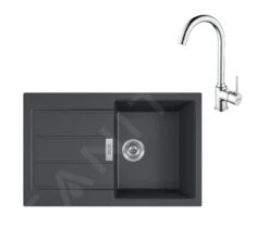 Franke Sets - Küchenset T104, Tectonite-Spüle S2D 611-78 Und Armatur FP 9000.031, Schwarz / Chrom 143.0675.726