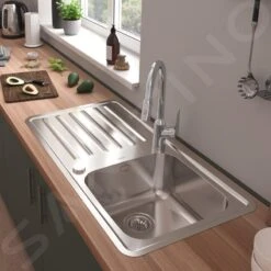 Hansgrohe Abwäschen - Granit-Einbauspülbecken S4113-F400 Mit Abtropffläche Und Automatischer Ablaufgarnitur, Edelstahl 43338800 -Geschäft Für Küchenarmaturen 180362448dcb229869f57182
