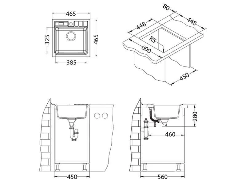 Alveus Niagara - Granit-Spüle 465x465 Mm, Carbon 1089484 2 Alveus Niagara - Granit-Spüle 465x465 Mm, Carbon 1089484 – Bild 2
