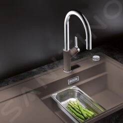 Blanco Carena S - Küchenarmatur, Mit Ausziehbarer Brause, Tartufo/Chrom 521376 -Geschäft Für Küchenarmaturen 2bb8482889532020e8f3a8fe