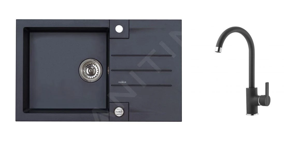 Alveus Sets - Spüle-Set Rock 130 Und Armatur Nina, Carbon SETA068 1 Alveus Sets - Spüle-Set Rock 130 Und Armatur Nina, Carbon SETA068