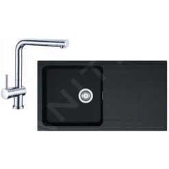 Franke Sets - Küchenset T39, Tectonite Spülbecken OID 611, Schwarz + Küchenarmatur Samoa, Chrom 114.0441.299