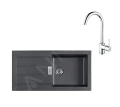 Franke Sets - Küchenset T108, Tectonite-Spüle S2D 611-100 Und Armatur FP 9000.31, Schwarz / Chrom 143.0675.739