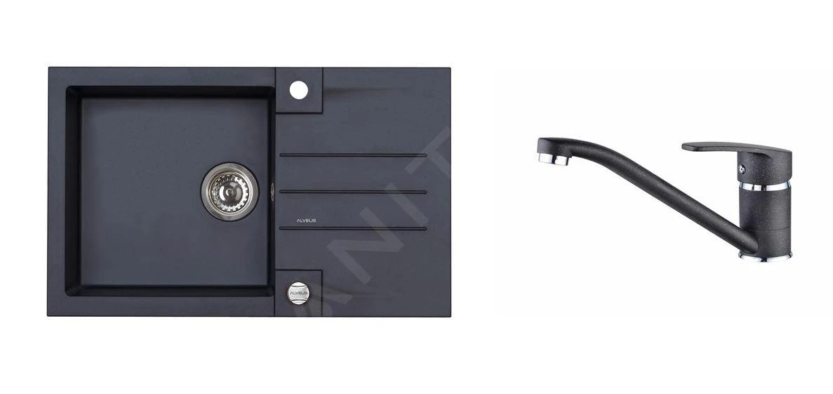 Alveus Sets - Spüle-Set Rock 130 Und Armatur Nina, Carbon SETA056