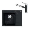 Franke Sets - Set G215, Fragranit Spülbecken CNG 611-62 TL/2 Und Küchenarmatur FC 3055.071, Onyx/Chrom 114.0650.772