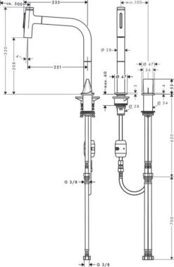 Hansgrohe M71 - Spültischarmatur Metris Select, Mit Ausziehbarer Brause, 2-Loch Montage, EcoSmart, Edelstahl 73819800 -Geschäft Für Küchenarmaturen 95380d6ea0d7ff350cff76eb