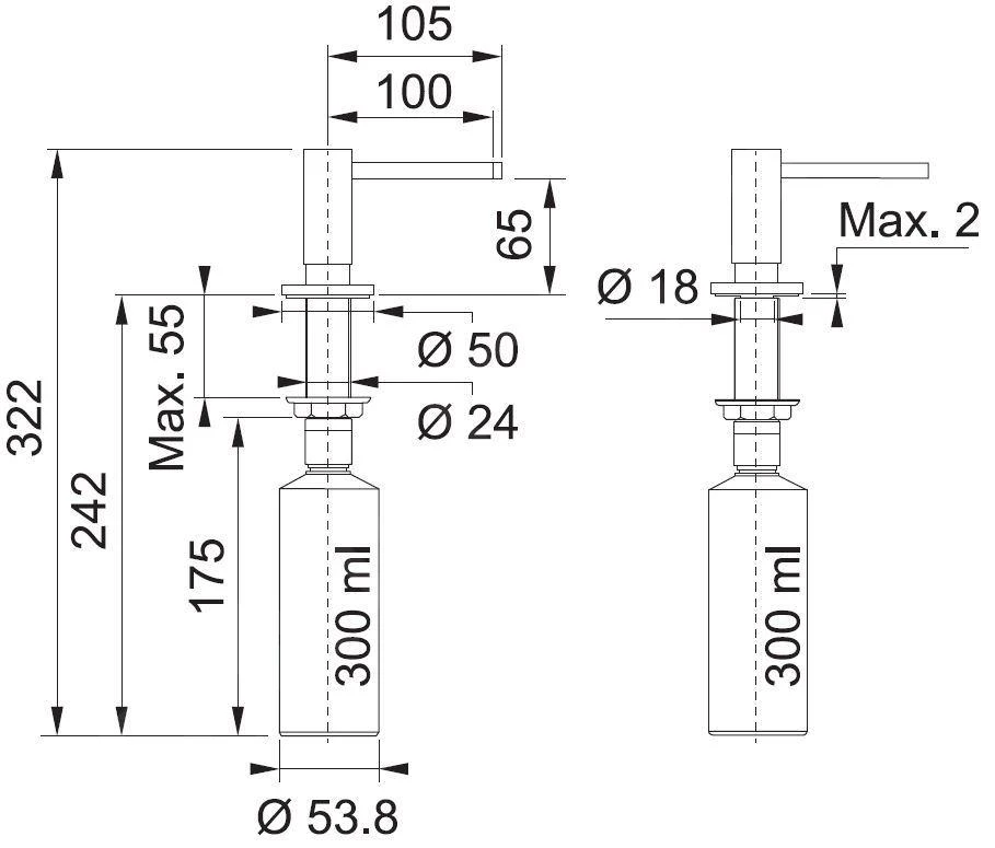 Franke Active - Spülmittelspender, 300 Ml, Schwarz Matt 119.0547.906 2 Franke Active - Spülmittelspender, 300 Ml, Schwarz Matt 119.0547.906 – Bild 2