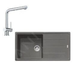 Franke Sets - Küchenset G135, Fragnitspüle BFG 611 Und Spültischarmatur Samoa, Steingrau/verchromt 114.0510.328