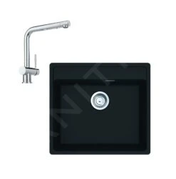 Franke Sets - Set G246, Fragranit-Spüle MRG 610-52 RTL Und Armatur Samoa, Onyx / Chrom 114.0675.609