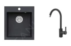 Alveus Sets - Granitspüle-Set Cortina 20 Und Armatur Tonia, Carbon SETA737