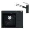 Franke Sets - Set G215, Fragranit-Spüle CNG 611-62 TL/2 Und Armatur FC 3055.901, Schwarz Matt/chrom 114.0675.669
