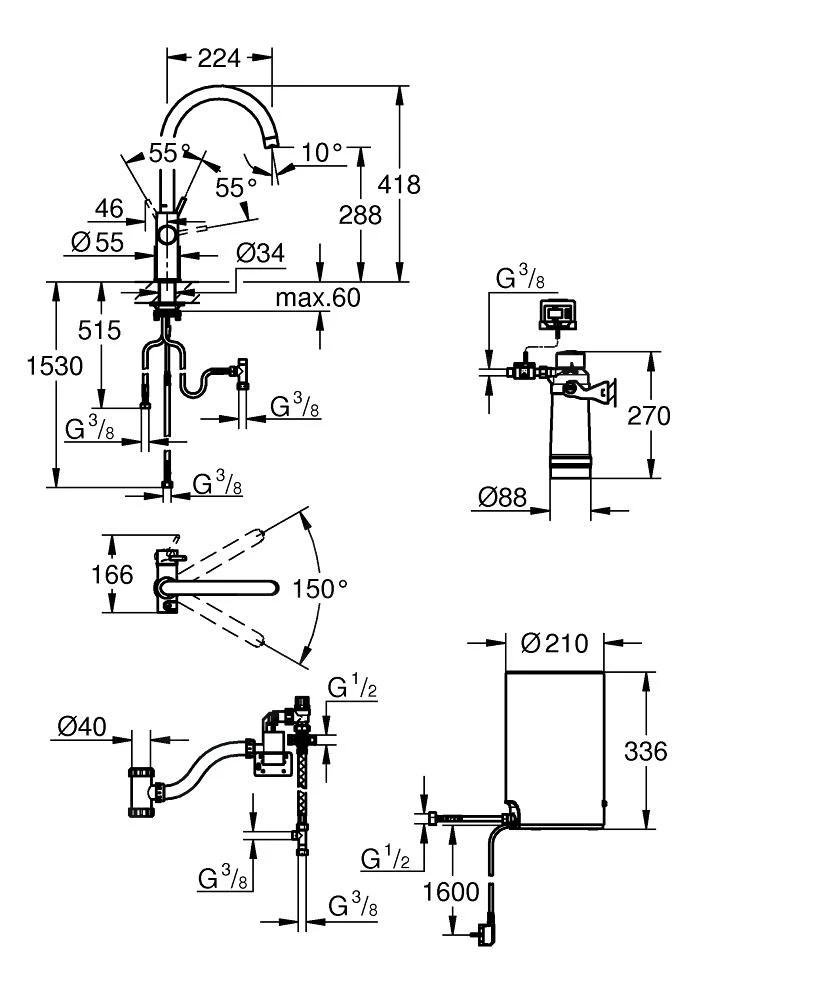 Grohe Red - Spültischarmatur Duo Mit Boiler Und Wasserfilter, Boiler Größe M, Verchromt 30083001 2 Grohe Red - Spültischarmatur Duo Mit Boiler Und Wasserfilter, Boiler Größe M, Verchromt 30083001 – Bild 2