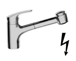 Hansa Mix - Spültisch-Einhebelmischer Mit Ausziehbarer Brause, Für Drucklose Warmwasserbereiter, Chrom 01361183