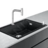 Hansgrohe Abwäschen - Küchenset - Spültisch + Spültischarmatur C51-F660-07, Graphitschwarz / Verchromt 43218000