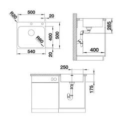 Blanco Supra 500 - Spüle, 540x500 Mm, Mit Exzenterbedienung, Gebürsteter Edelstahl 526355 -Geschäft Für Küchenarmaturen e93919431907f3428fae2b04