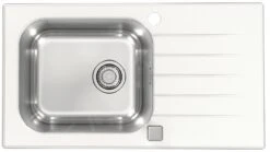 Alveus Altone - Spüle 780x435 Mm, Mit Ablaufsystembedienung, Glas Weiß/Edelstahl 1130527