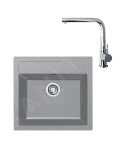 Franke Sets - Küchenset T12, Tectonite-Spüle SID 610 Und Spültischarmatur FN 0147.031, Grau/ververchromtt 143.0650.598