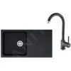 Franke Sets - Küchenset T41, Tectonite Spülbecken OID 611, Schwarz + Küchenarmatur FP 9900.099, Schwarz 114.0441.337