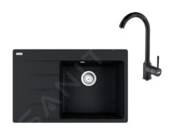 Franke Sets - Set G235, Fragranit Spülbecken CNG 611-78 TL/7 Und Küchenarmatur FP 9000.071, Onyx 114.0650.846